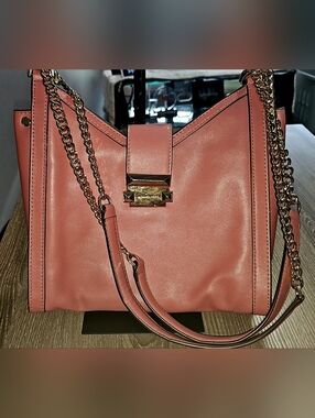 NWT Authentic Michael Kors Small Whitney Shoulder Tote Leather Bag in Rose/Gold